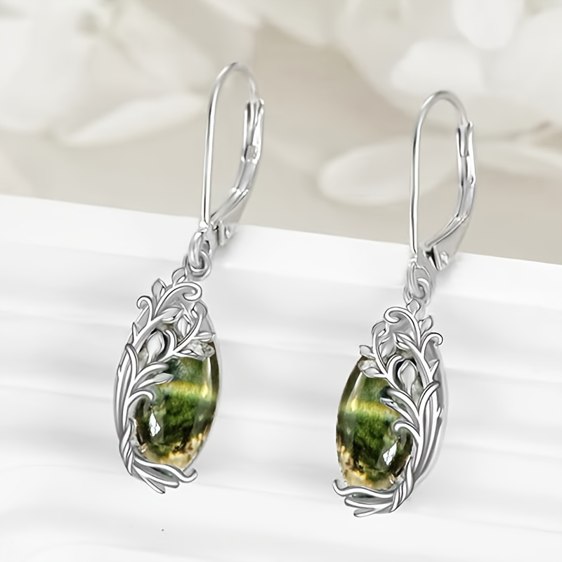 Women's Simple Green Water Grass Flower Pattern Earrings
