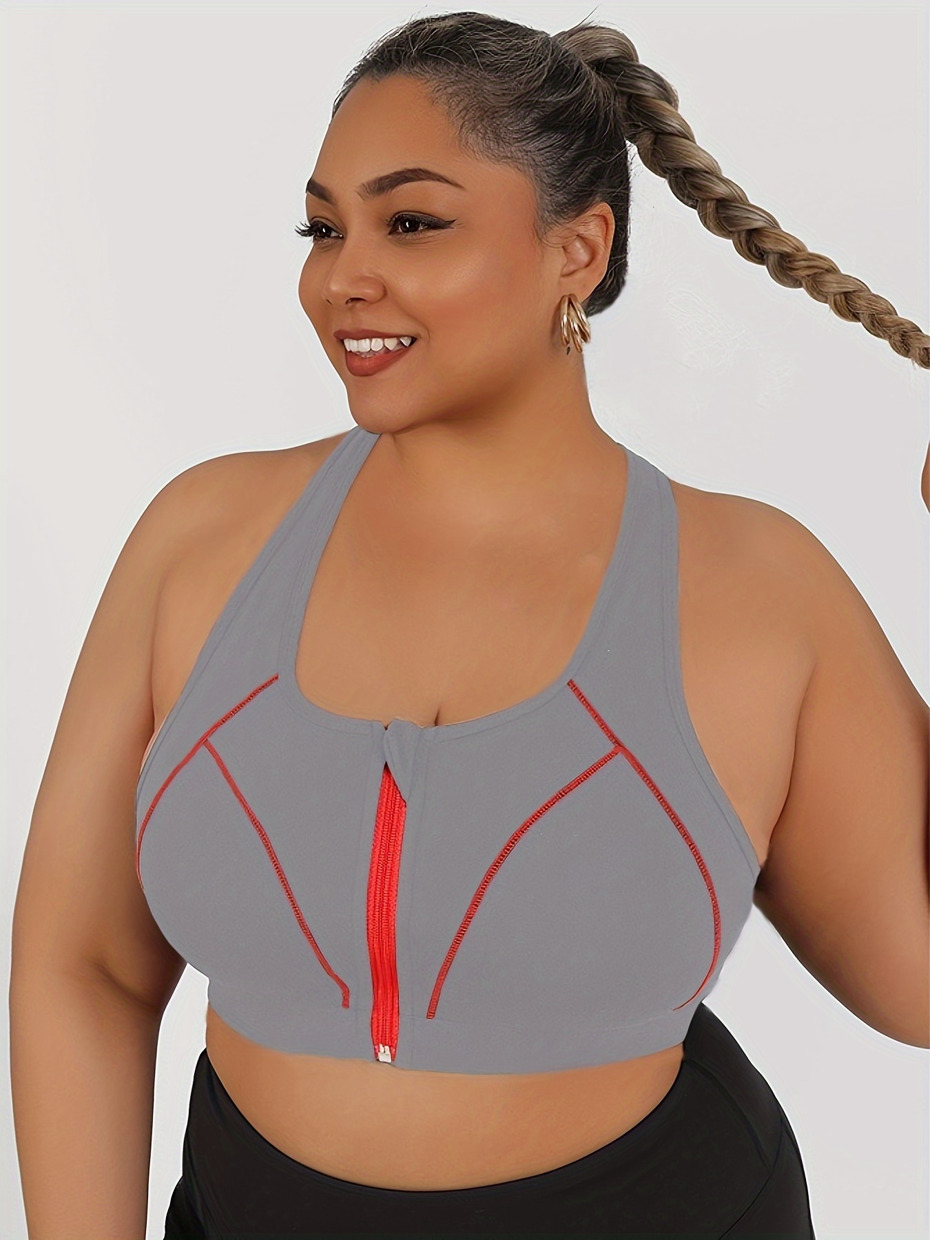 High-intensity Collision Color Fitness Bra With Front Zipper, One-piece Outerwear, Beautiful Back, Anti-sagging Yoga Vest
