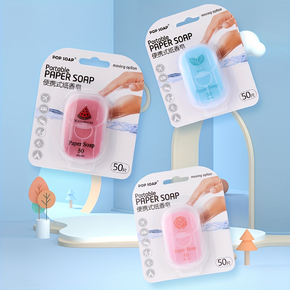   portable paper soap sheets for outdoor travel disposable hands cleansing leaves on the go compact travel   paper details 2