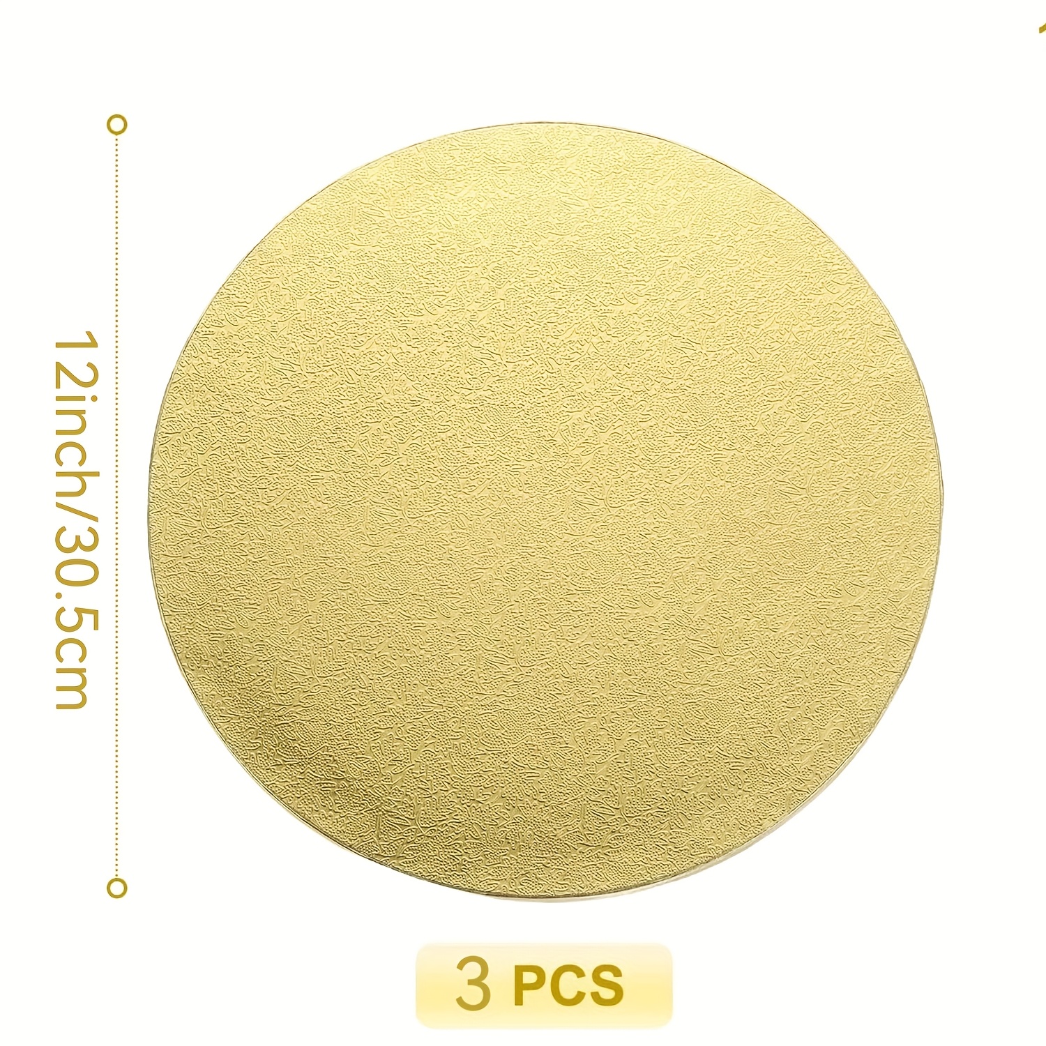 6-16 Inch Golden Round Cake Drum Boards - 1/2" Thick Corrugated Base For Heavy Cakes & Pizza, Sturdy Disposable Cake Boards (3-pack)