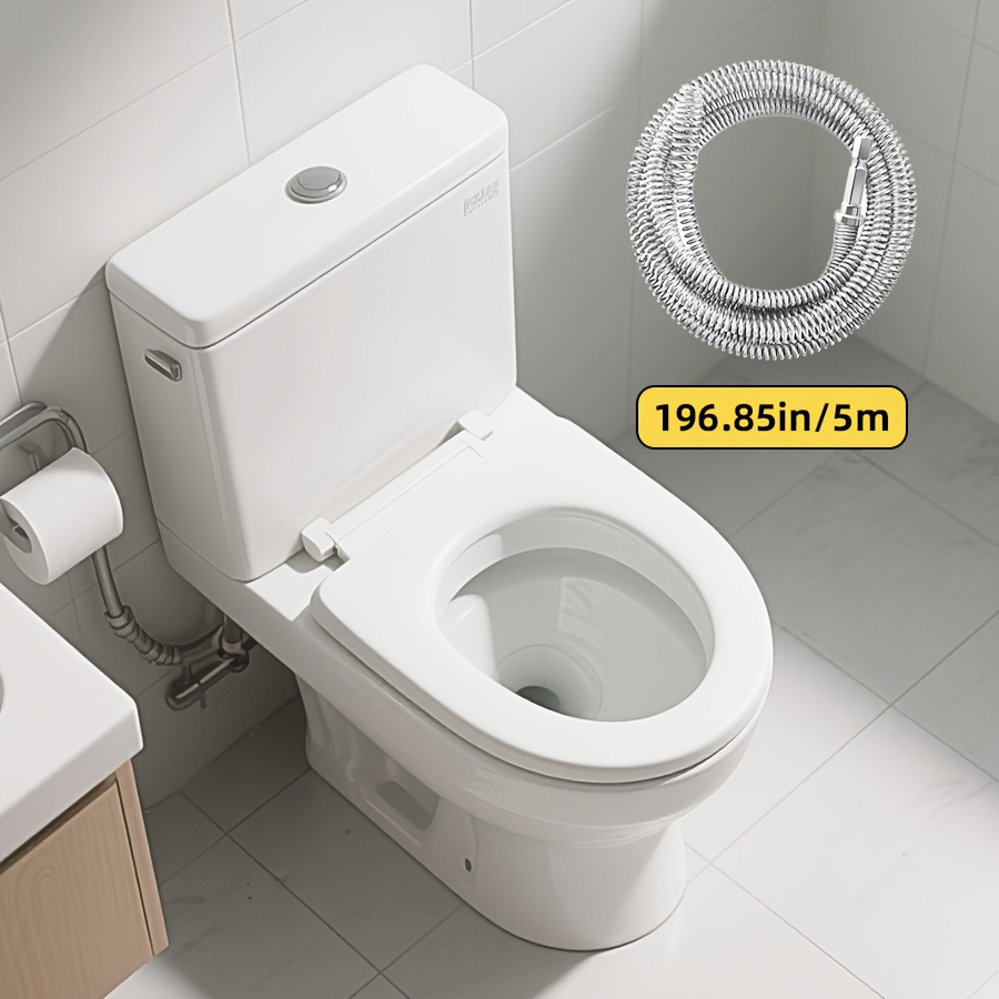 5m/196.85inch Electric Drain Cleaner - 1pc Pipe Cleaning Spring Sewer Toilet Floor Drain Cleaner with Integrated Head