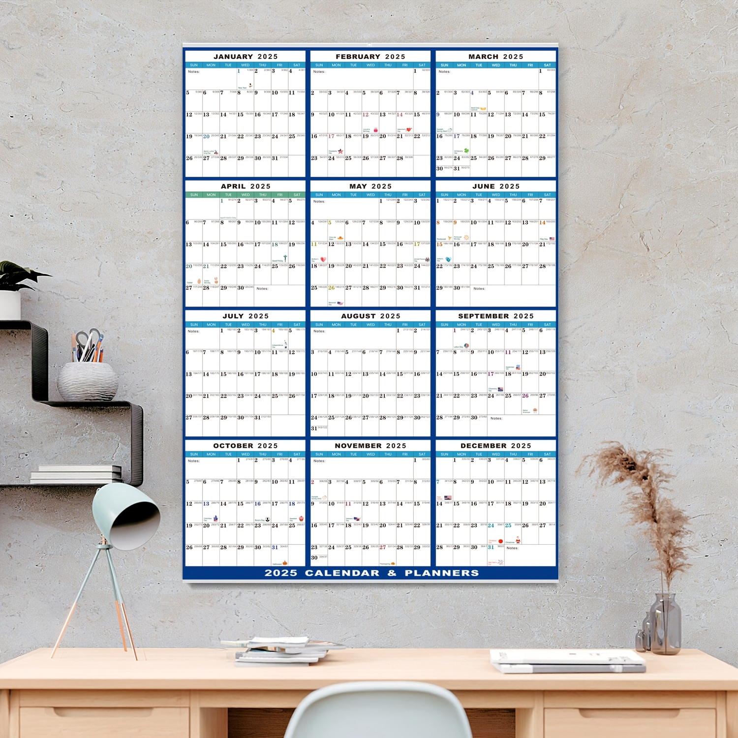 

Edging For Erasable Calendar, With Edging On , Double-sided Glossy Film, Large Grid Date Design, Rolled Up Packaging Without Creases For Easier Writing. 24x37 Inch