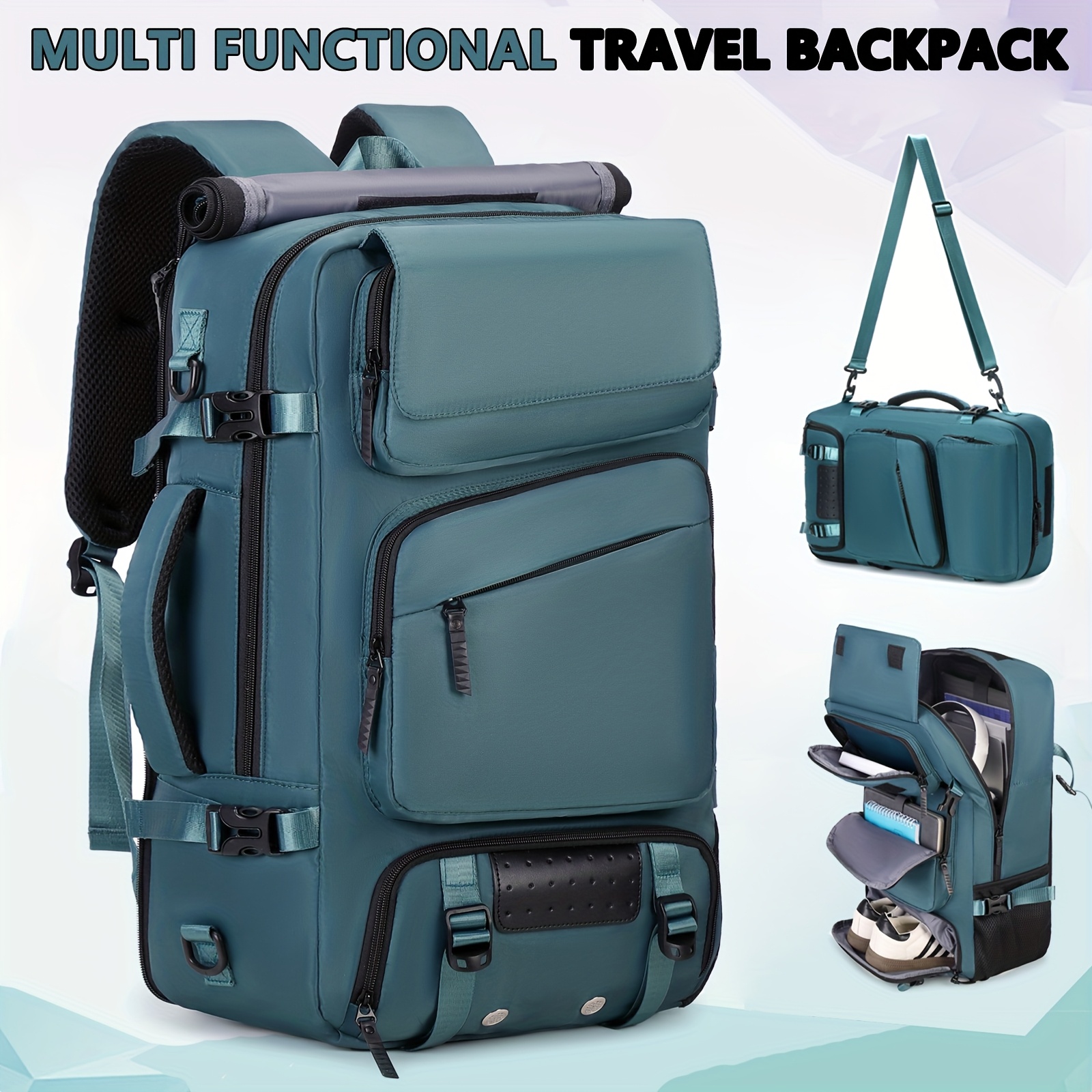 Men'S 39.62cm Laptop Backpack with Airline-Approved TSA Lockable Zipper Closure, 39.62cm Laptop Compartment & 39.62cm Tablet Sleeve - Heavy-Duty Travel Backpack with Padded, Adjustable Shoulder Straps, Shoe Storage & Luggage Strap - Ideal For Business
