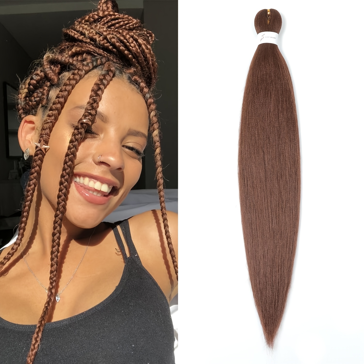 TEMU Pre Stretched Braiding Hair Ombre Professional Prestretched Synthetic Braiding Hair Free Yaki Synthetic Hair Extension For Crochet Twist