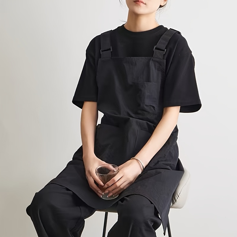 TEMU 1pc 일본 스타일 조절 가능한 어깨 스트랩 다중 포켓 아프론 - 내구성 있는 나일론, 정원, 그림 그리기, 요리, 바베큐, 커피, 야외 및 가발 가게 사용에 이상적, 정원 아프론|테무쇼핑|커피