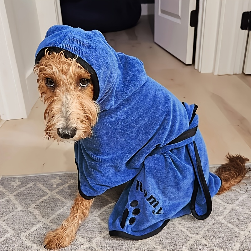 TEMU Personalized Dog Robe - Personalized Pet Towel - Embroidered Dog Robe - Pet Gifts - Dog Lovers - Stylish Pet Drying Coat - Beach Towel