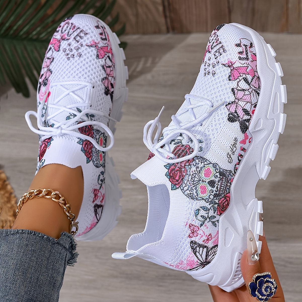 SIGUJK Damers åndbare mesh sneakers - Lette lavtoppe gåsko med farveblokering (/) | Blød sål & stofoverdel | - Rund tå til løb, træning, casual brug | /Koreansk stil, Damers sko