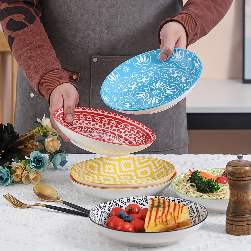 6pcs colorful ceramic pasta bowls salad bowls decorative Temu