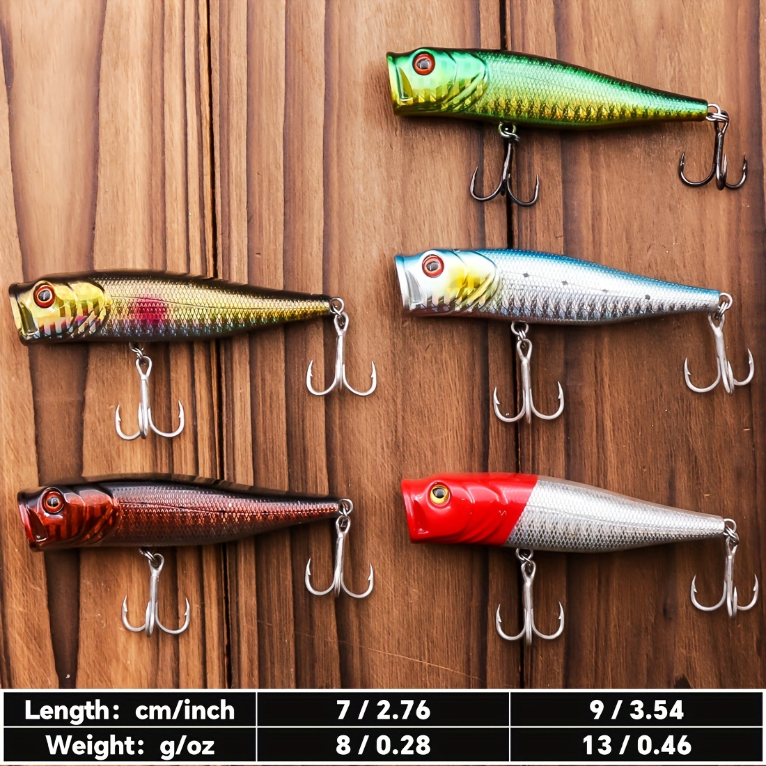  Topwater Popper Saltwater Fishing Lures , 14g 80mm Popper  Treble Hooks Surf Fishing Lures for Stripr Pike Salmon Lures Bass Popper  Fishing Plugs Offshore Colors (Color 1) : Sports & Outdoors