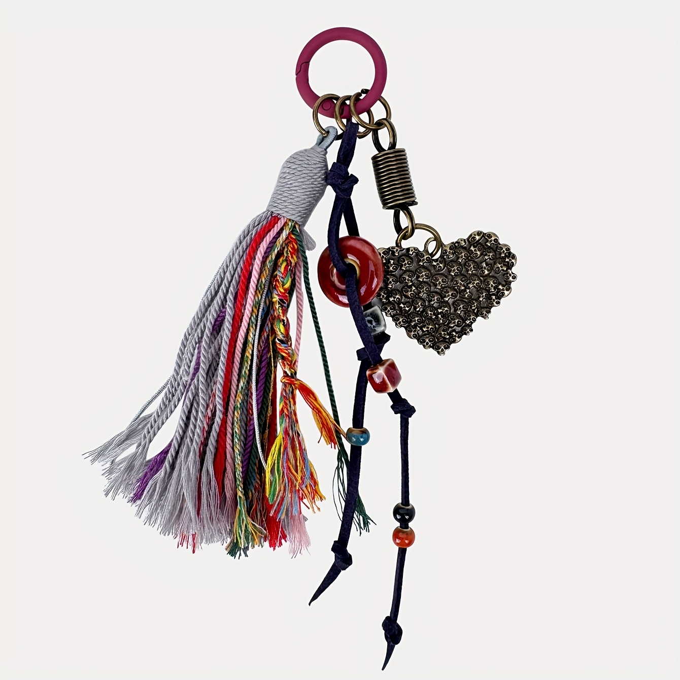 E-shop Boho gewebter Quasten-Taschenanhänger-Schlüsselanhänger für Damen, niedlicher Anhänger im ethnischen Stil für Handtasche, Rucksack,