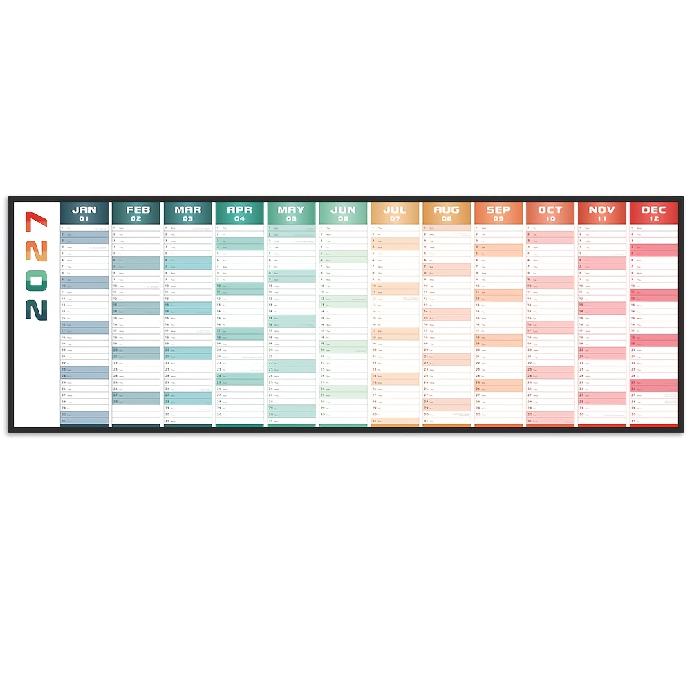 TEMU Grand Planificateur Mural Sailingvan 2027 - Calendrier Annuel Format A0 pour Bureau, à Suspendre avec 10 Onglets Transparents et Autocollants de