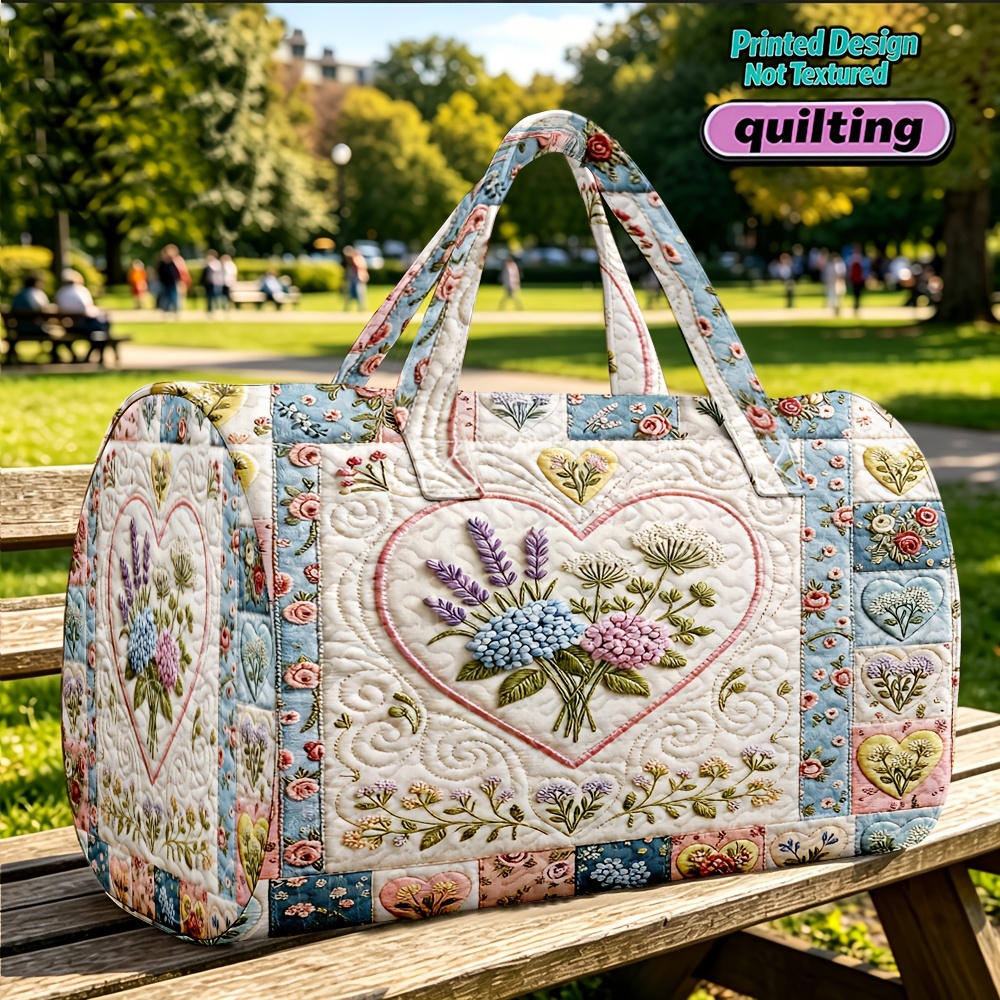 TEMU Printed Design - Not Textured 1pc Retro Quilted Cylinder Handbag, Pattern Base, Women's Large Capacity Versatile Travel Bag, Soft Cylindrical