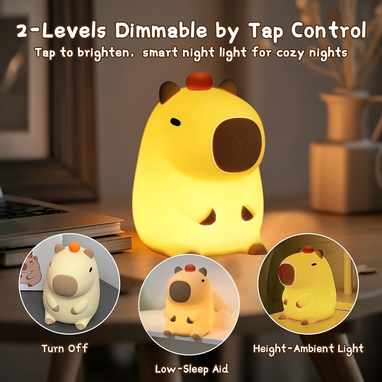 kapibara   light usb rechargeable with usb cable 1200mah long   great for room ambiance everyone   it relaxing gift idea usb lighting fixture computer accessories peripherals Product details 2