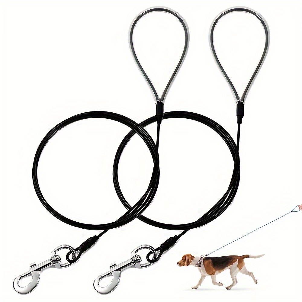 

2pack-6ft, Chew Proof Dog Leash, 6ft Metal Cable Lead, Heavy Duty Leash Made Of Coated Wire Rope, Chew Resistant, Great For Large Dogs And Teething Puppies, Dog Chains
