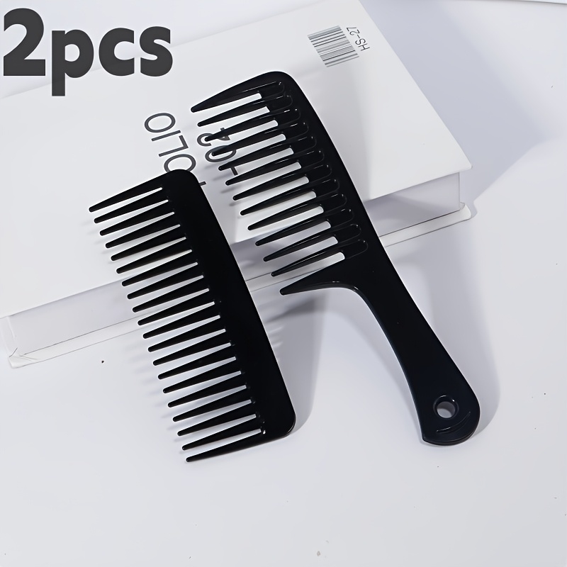 TEMU 2pcs Hairdressing Comb Set Large Wide Tooth Comb Styling Comb Household Styling Smooth Hair Without Knots Anti-static Hairdressing Comb Set