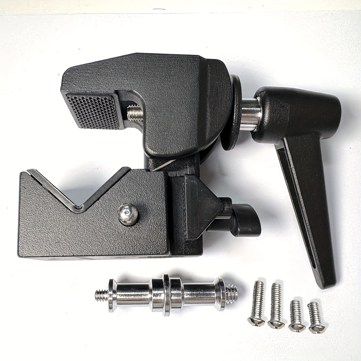 Super Clamp Kit With 5/8" Stud, Spring Lock, 2.4" Jaw Grip Heavy Duty Crab Pole Clamp For Round Pipe And Flat Surface, For Photography Studio Lighting Mounting, Heavy Duty 33lb/15kg