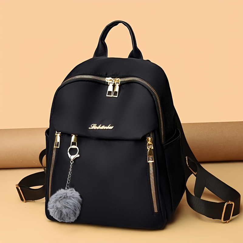 

Trendy Backpack For Casual Outings: Lightweight, Oxford Material, Adjustable Shoulder Strap, And Gold-tone Zippers