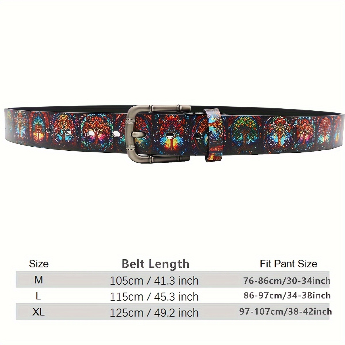 Colorful Trees Pattern Belts Fashion Pu Belts Alloy Buckles Belt Man  Accessories - Jewelry & Accessories - Temu Greece