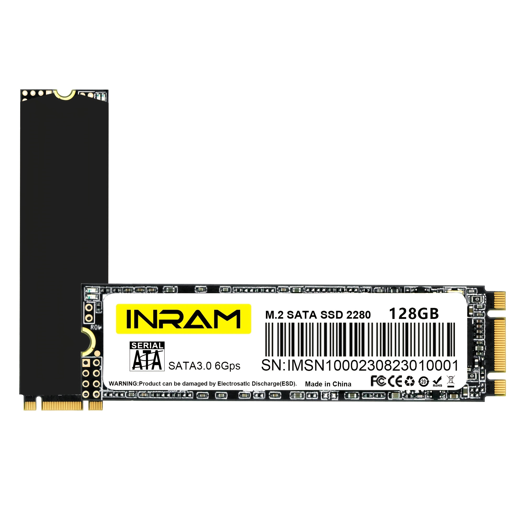 

INRAM M.2 SATA SSD-128G/256G/512GB SLC Cache 3D TLC SATA III M.2 2280 Disque SSD Intérieur, Compatible avec les Ultrabooks, les et les Mini Ordinateurs