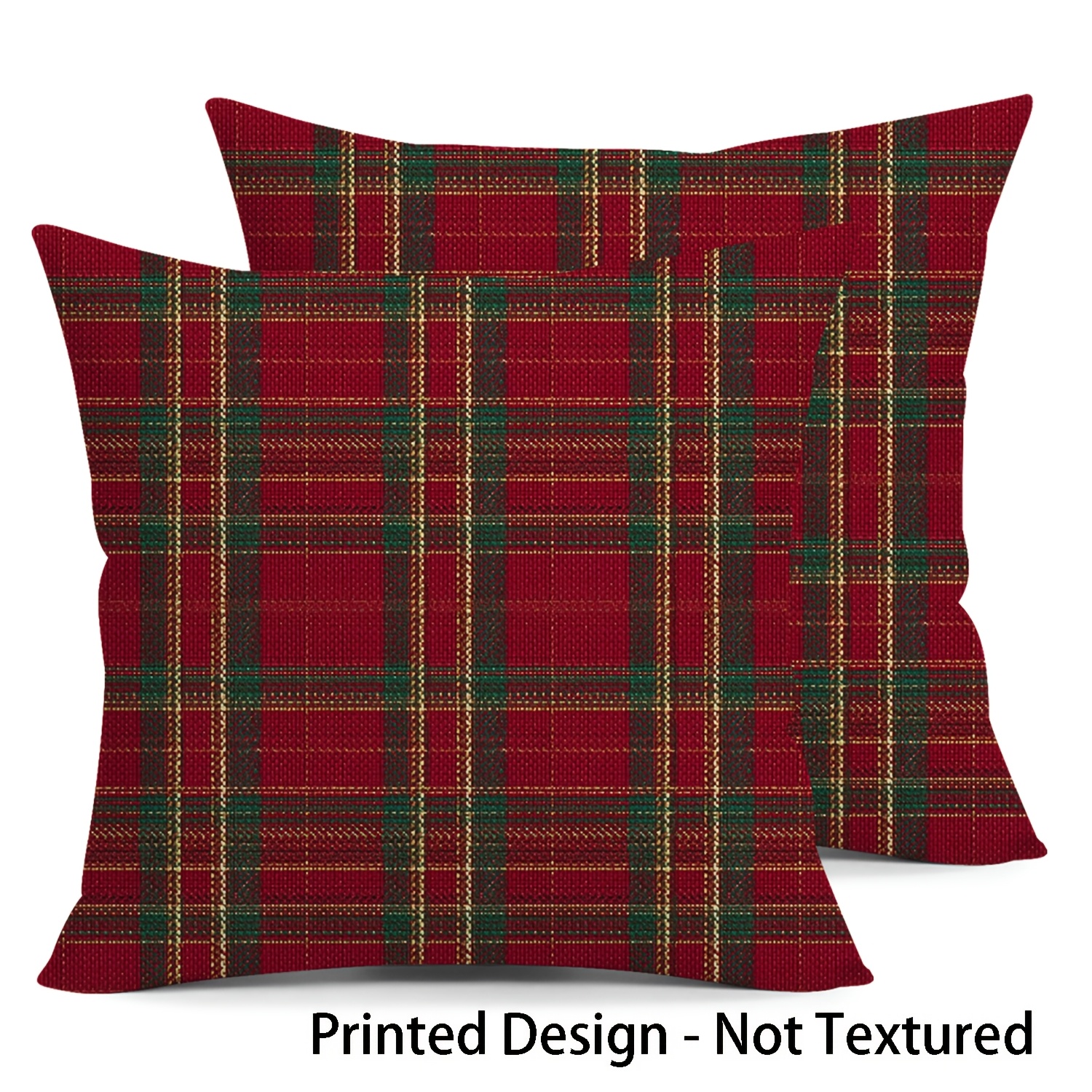 TEMU [printed Design - Not Textured] 2pcs Red Green Golden Retro Christmas Throw Pillow Covers, Decorative Pillow Covers For Couch, Living Room, &