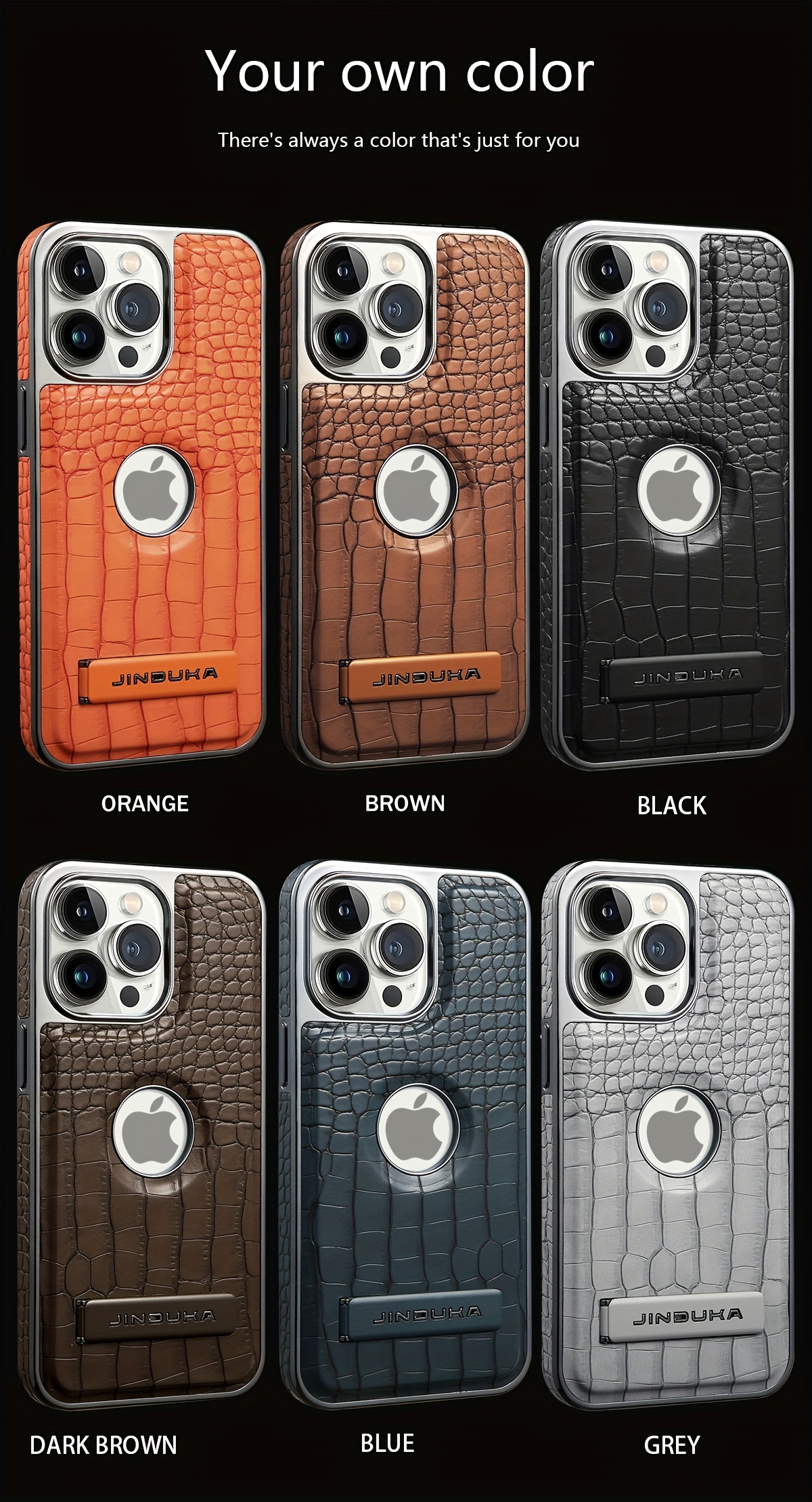 logo view case for iphone 16 15 14 13 12 pro max kickstand   leather magnetic wireless charging electroplated frame vegan   classic luxury elegant thin shockproof full protection cover Product details 1