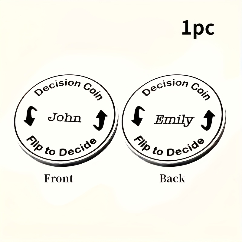 TEMU Customizable Stainless Steel Decision Coin - Personalized Flip Decision Coin - Suitable For Anniversary, Birthday, Father's Day - Unique And Fun