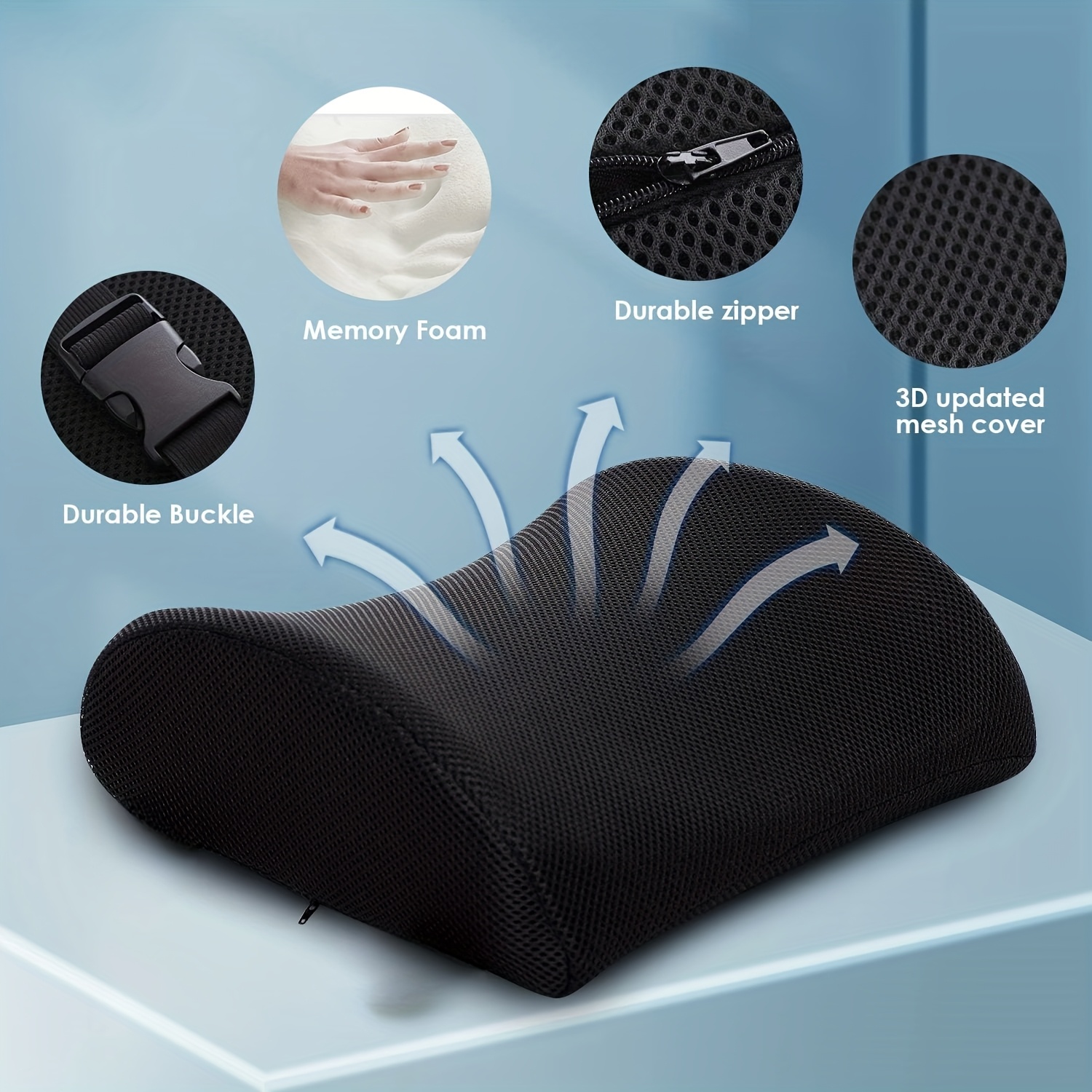 office chair lumbar support pillow low back support ease back   ergonomic small back cushion suitable for tables and chairs game chairs adjustable belt and washable pillow case Product details 0