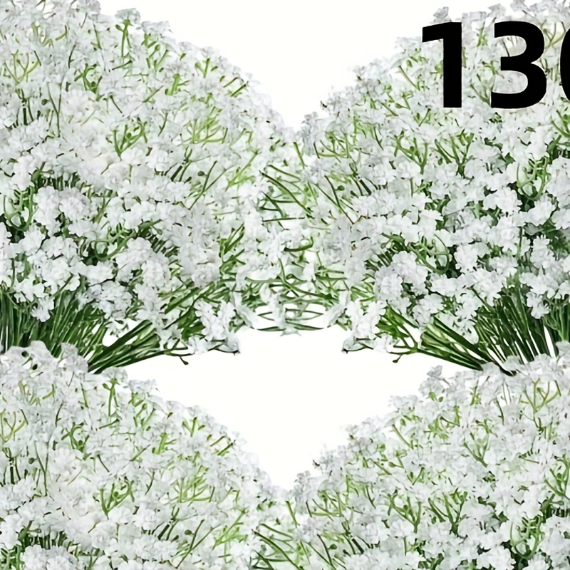 

130pcs Luxurious Artificial 's Breath Flowers - Valentine's Day & Home Decor, Plastic Gypsophila Stems