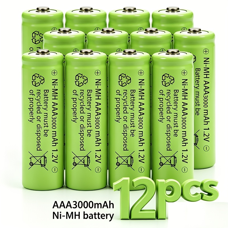 TEMU Lot de 12 piles rechargeables Ni-MH, 1,2 V AAA, 3000 mAh. Durables et de . Convient pour télécommandes, réveils, sonnettes, manettes de jeu et