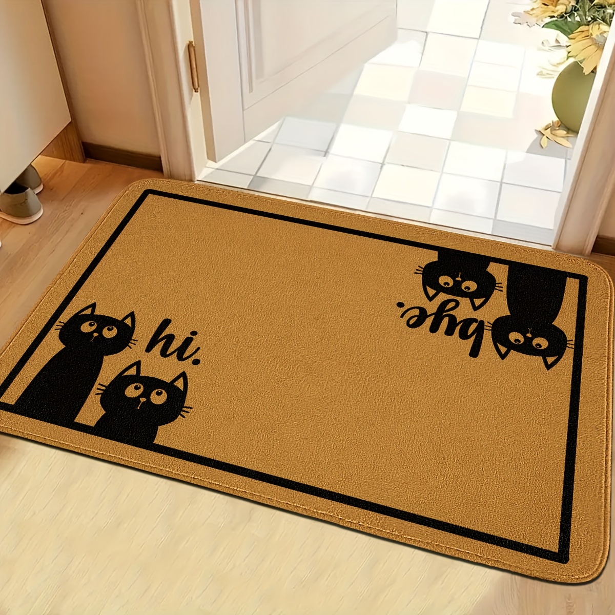 

Cute Cat Print , Stain Resistant, Non-slip, Lightweight Knit Polyester Doormat For Home Bedroom/living Room/kitchen, Machine Washable, Rectangle Shape - 1 Piece