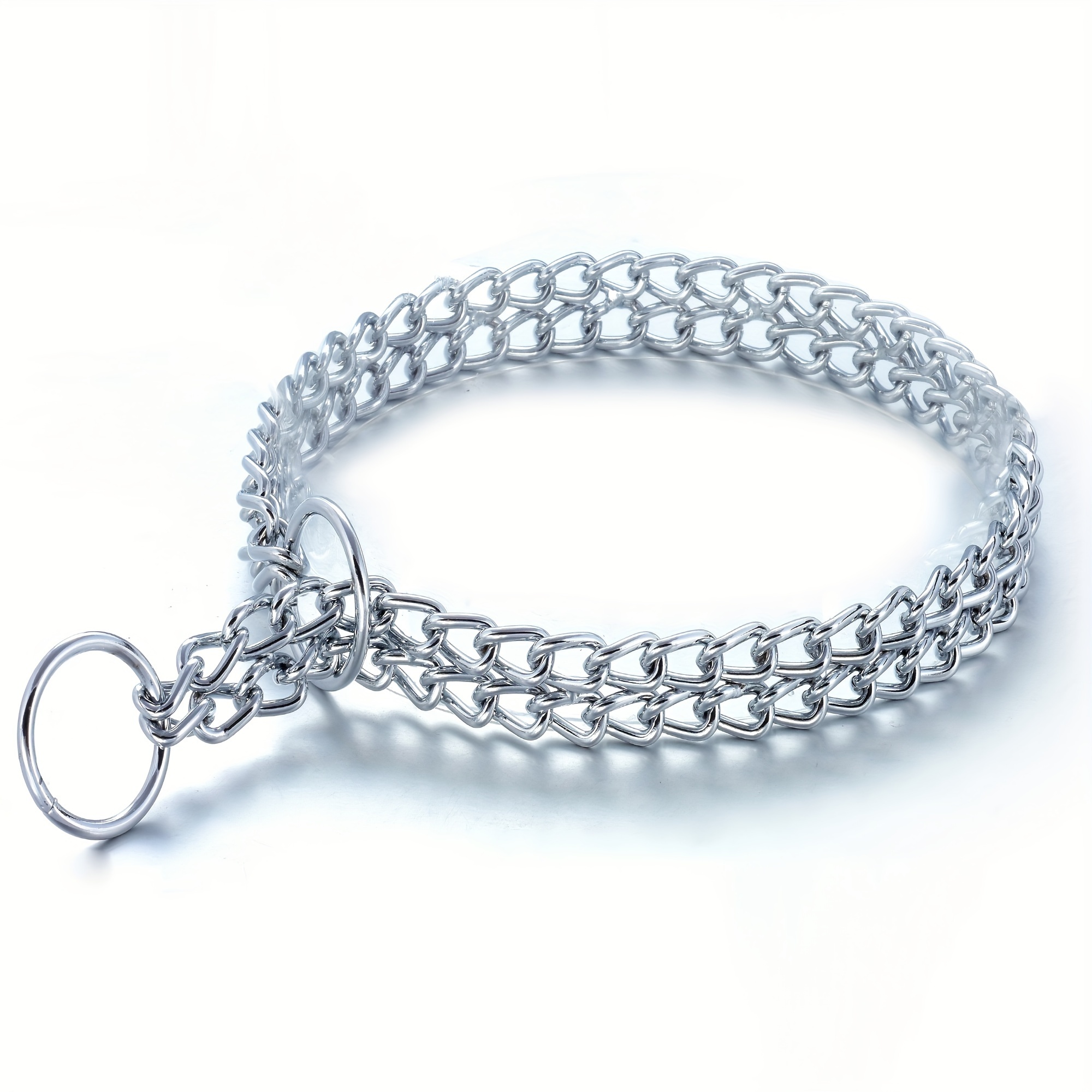 TEMU Dog Chain Collar Stainless Steel Adjustable Walking Collar Metal Cuban Link Dog Collar Chew Proof Double Row Chain Dog Collar For Large Small