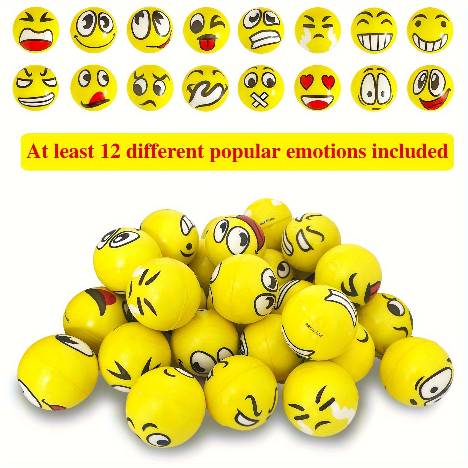 40pcs Mini 2 Inch Stress Relief Balls Foam Squeeze Toys - Funny Expressions