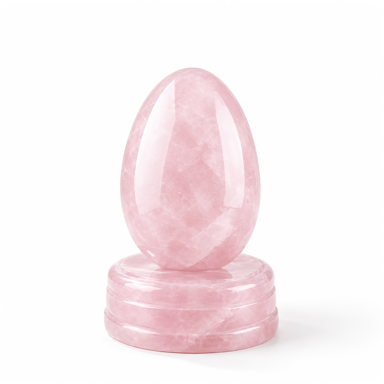 TEMU 2pcs Rose Quartz Egg-shaped Ornaments, Carved Decorations With Round Bases, Home Tabletop Decor, Gift Ornaments, Bedroom Living Room Office