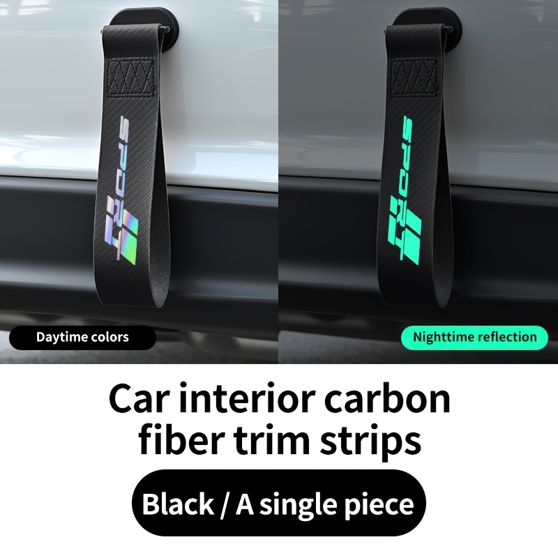 TEMU Cuerda de remolque luminosa para coche con de fibra de carbono, correa de remolque luminosa modificada para parachoques delantero con gancho,