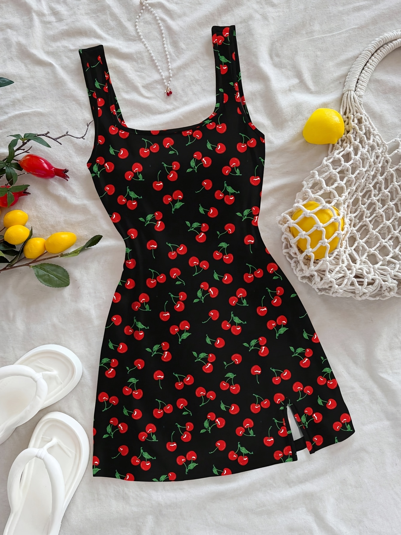 girls teen cherry print camisole dress square - Temu Bahrain