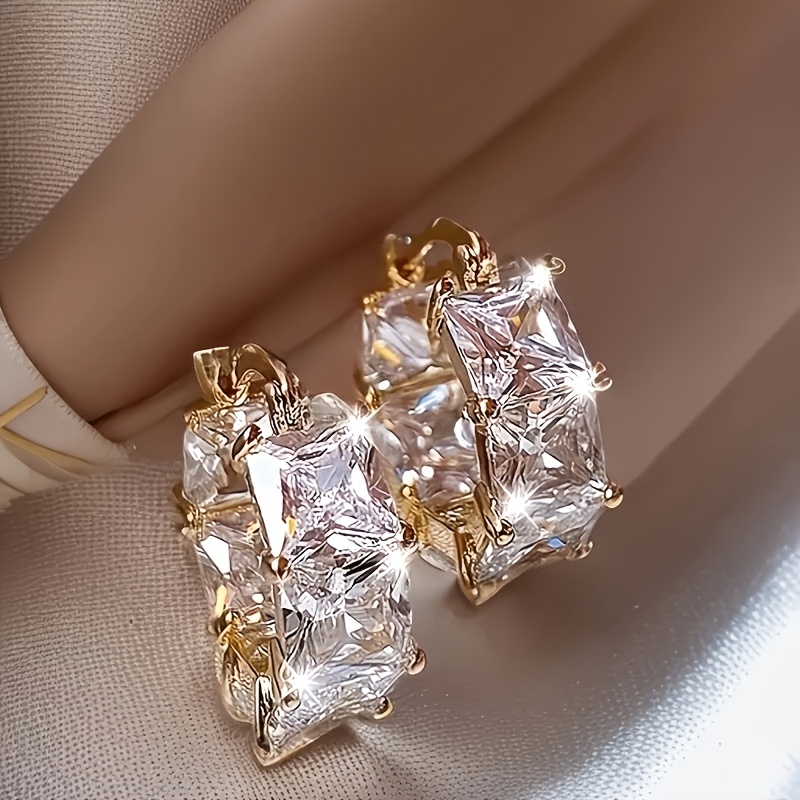 E-shop 1 Paar Kc Cubic Zirkonia Ohrstecker | Luxuriöser Boho-Stil, 14K vergoldenet, für Hochzeiten, Partys und formelle Anlässe