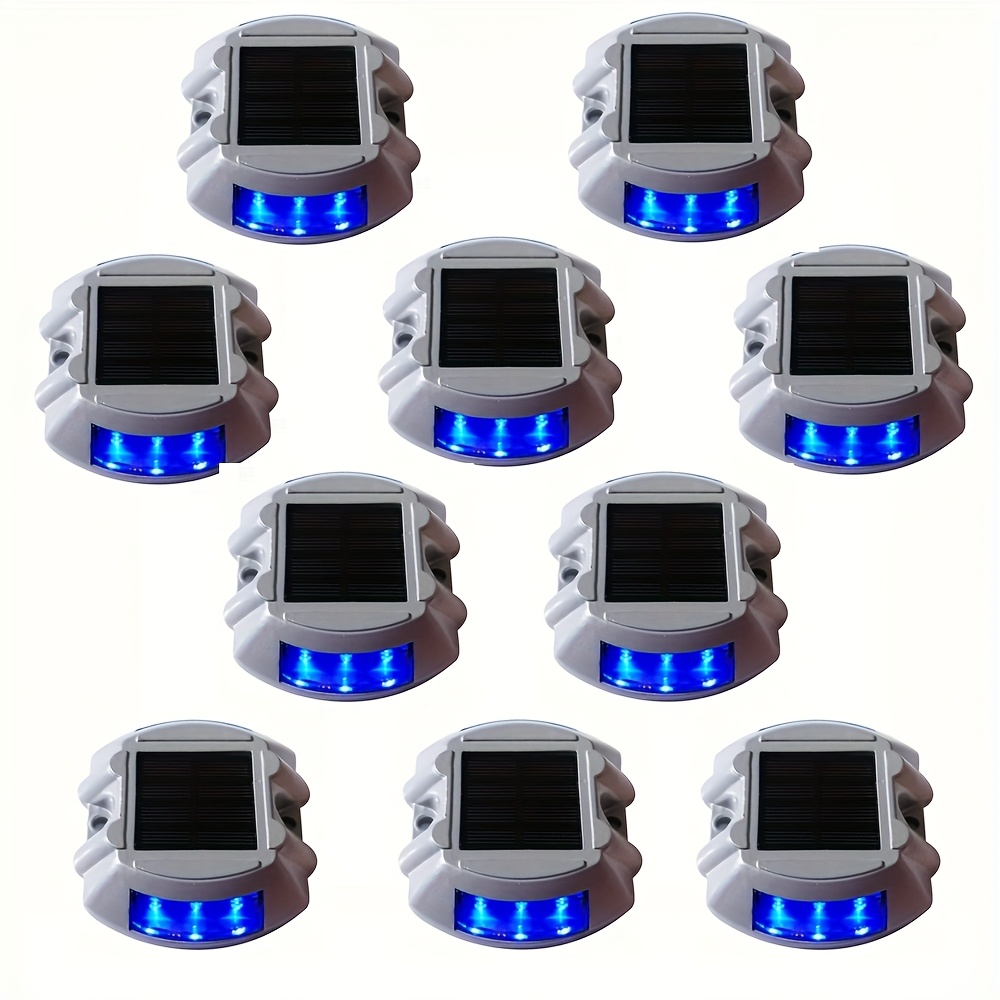 TEMU Horseshoe Cast Aluminum Solar Pathway : Color: Blue/green Light; Quantity: 2-10pcs Per Pack; Net Weight: 0.56kg; Specifications: 6 Led Beads Per