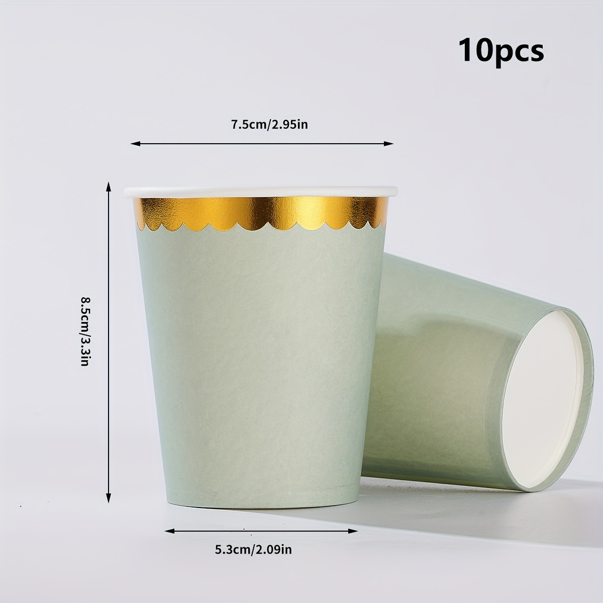 10/25 9oz Golden Paper Cup, Sage Green Lace Disposable Paper Cup, Party Paper Cup Elegant Metal For Women Men Dinner Celebration Party Supplies Decoration For Halloween、christmas
