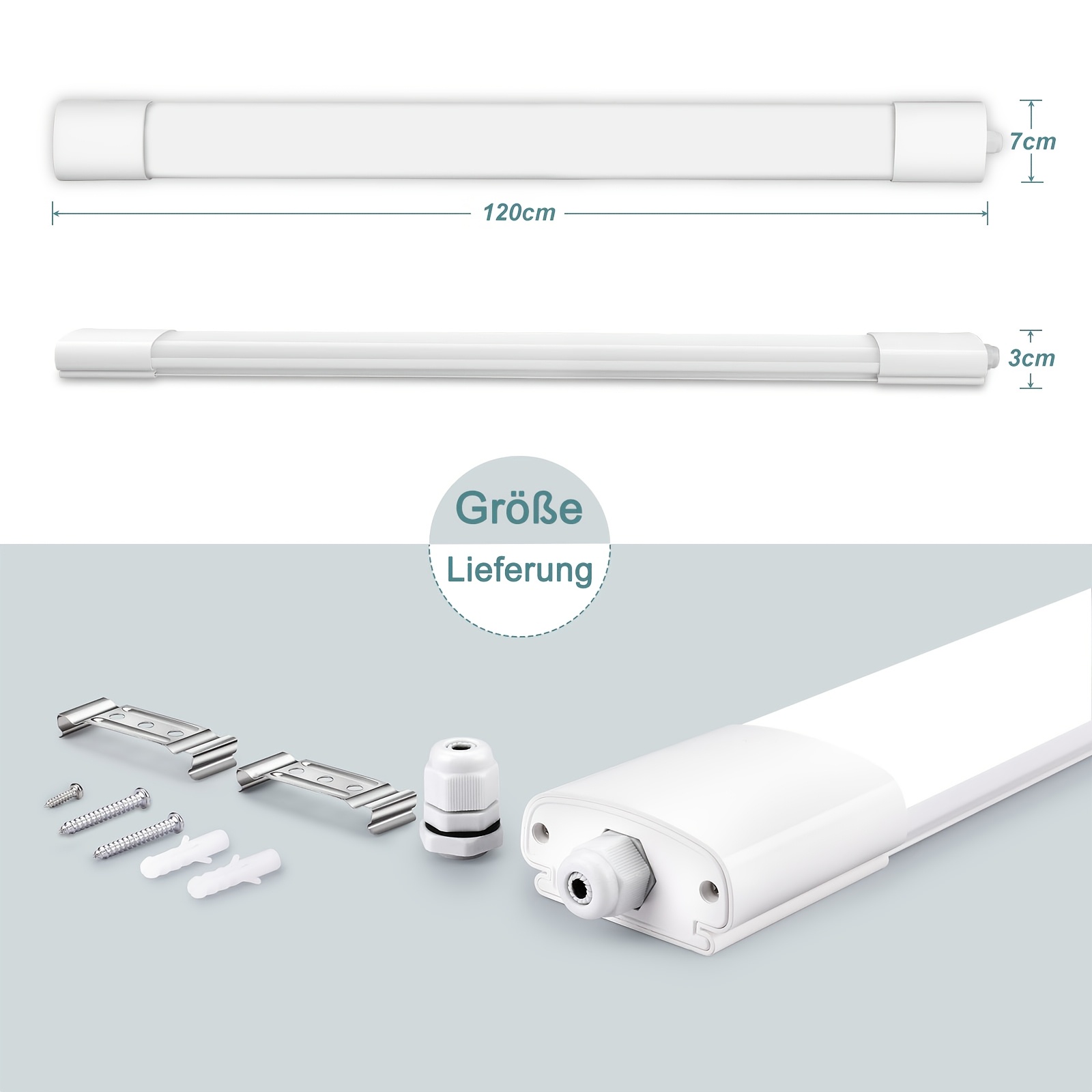 Image of 3 Packs Of 120cm/150cm Led Wet Room Lights, To Ceiling Lights, 4000k Neutral Light Led Tube, Suitable For Basements, , Garages, Kitchens, Bathrooms, Offices, Etc.