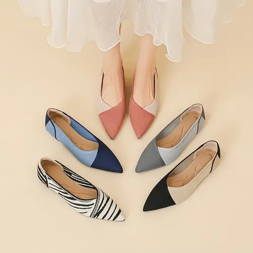color single shoes for women new pointed toe jelly shoes knitted flat shoes casual soft sole maternity shoes woven egg