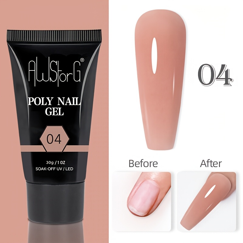 Image of Awstorg 30g Solid Extension Gel Nail Build Poly Nail Acrylic Gel Naked Color Led Polish Gel For Extend Extension