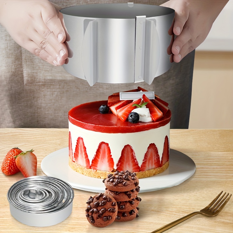 

Versatile Stainless Steel Cake Ring Mold - Adjustable 6.3" To 11.8" Diameter, Perfect For Mousse & Baking, Ideal For Holidays & Special Occasions