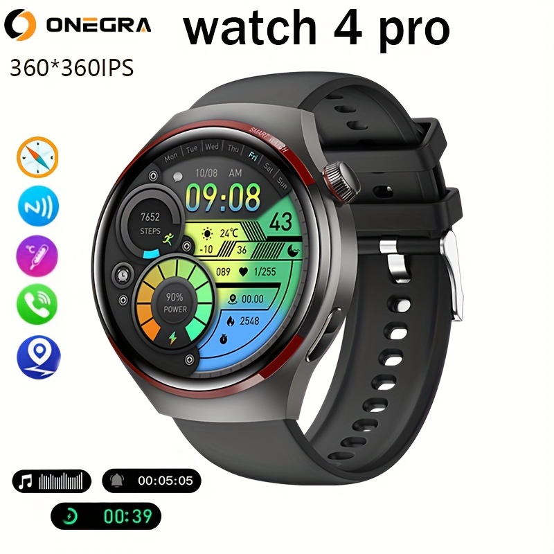 Montre connectée GPS pour homme 4 Pro Écran HD coloré de 1,53 pouces, cadran personnalisé, boussole, suivi de la condition physique, connectivité téléphonique sans fil, style moderne_voghion.com