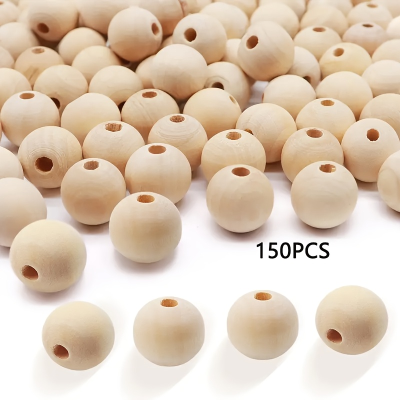 Image of 150pcs Natural Unfinished Wooden Beads With Holes, Creative Round Wood Beads With For Diy Crafts, 16mm Wood Bead Making Accessories, Decorative Beads, Beads For Handmade And Art Projects