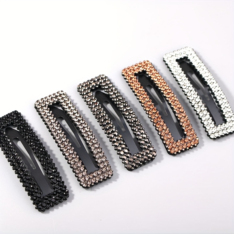 Image of 5pcs Set Of Sparkling Rhinestone Decorations, Elegant Hair Clips On The Side, Fashionable Hair Clips For Women And Daily Clothing