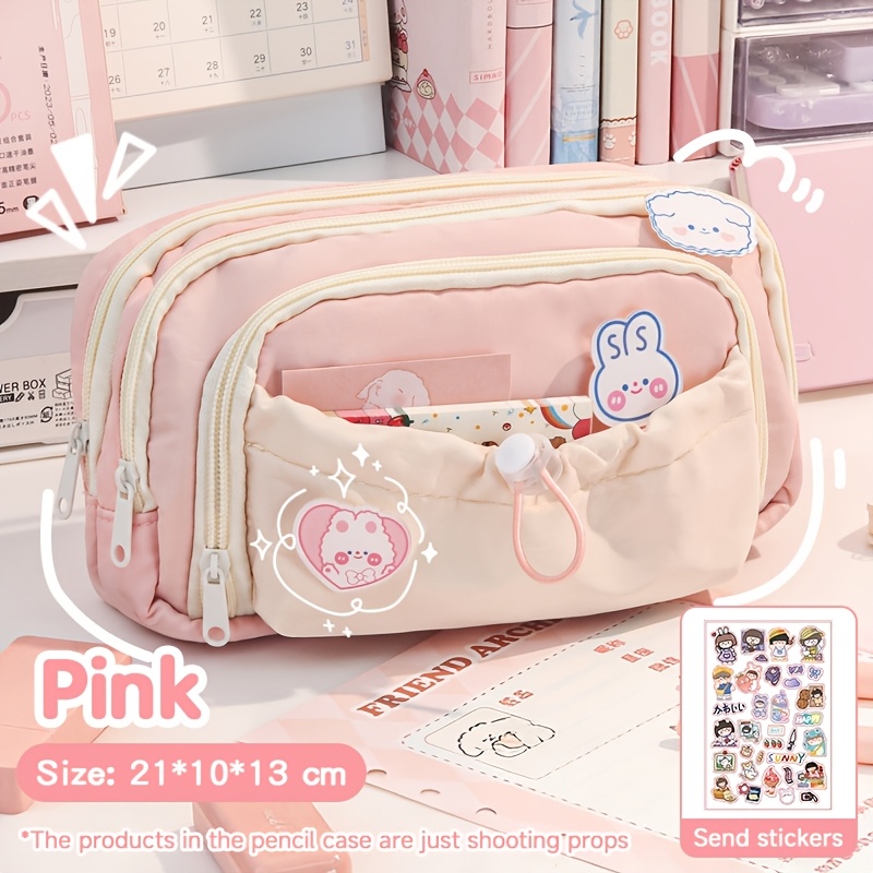 TEMU 1 Stylish Pencil Case, New Large-capacity Five-layer Stationery Box, Desktop Organizer, Portable Makeup Bag, Suitable For School, Office, Teens,