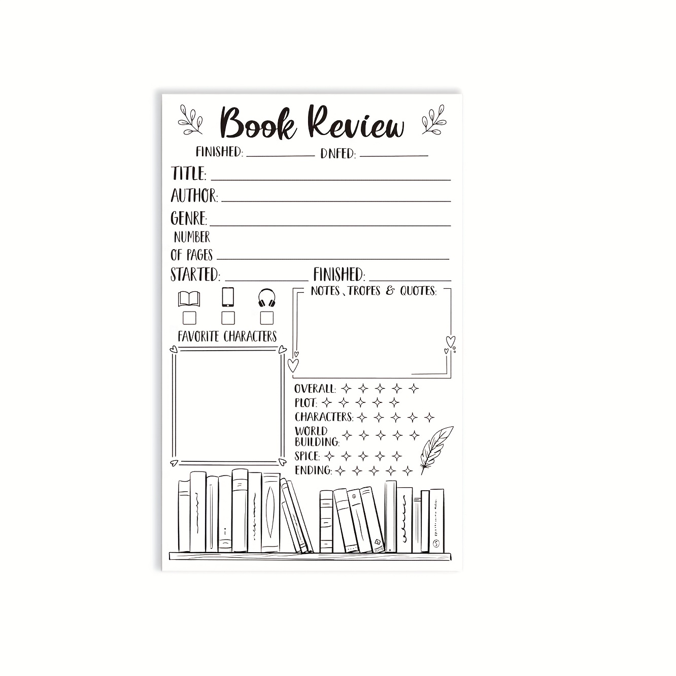 TEMU 1pc Book Review Journal Back To School Of Reading Journals, Tracking Book Enthusiasts' Journals, Readers' Book Lovers, Reading Readers' Bookworm