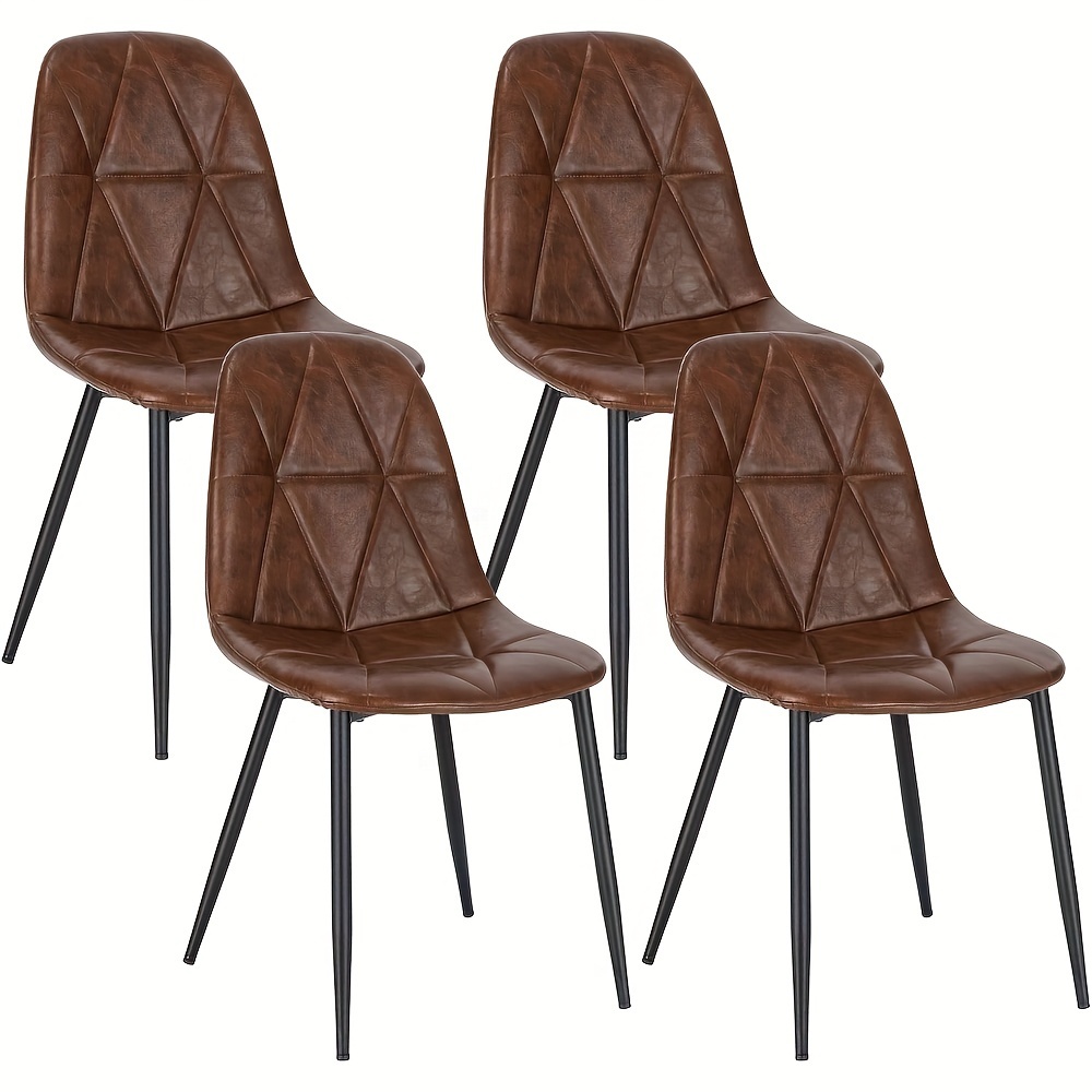 4pcs Dining Chairs With Backrest, Kitchen Chair With Faux Leather Upholstery And Padding, Made Of Metal, Ergonomic Chair For Dining Table, Dining Room, Kitchen, And Living Room