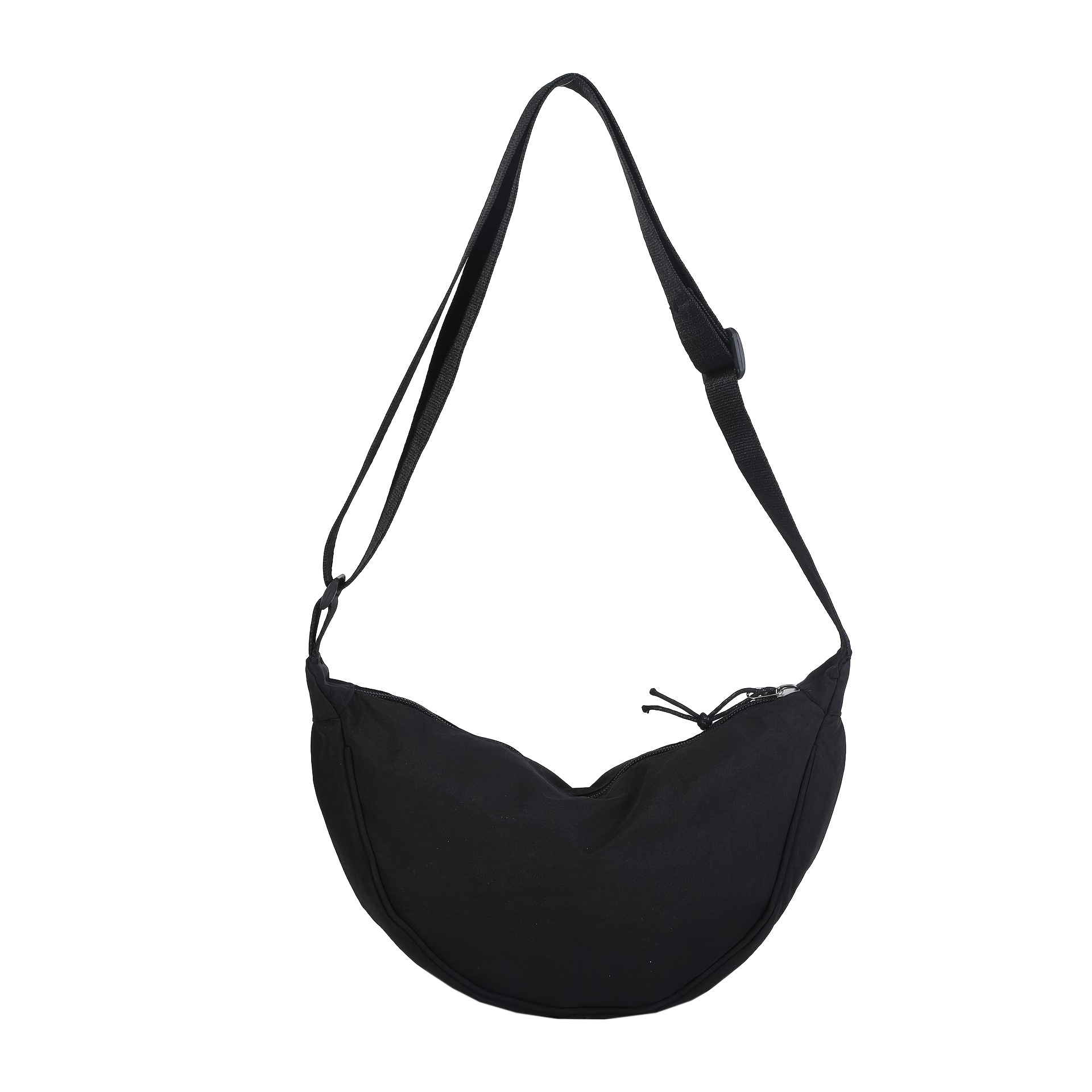 TEMU Bolso bandolera para mujer, bolso de luna de media luna de nailon de color sólido, , y sin carga, correa de ajustable, casual y versátil,