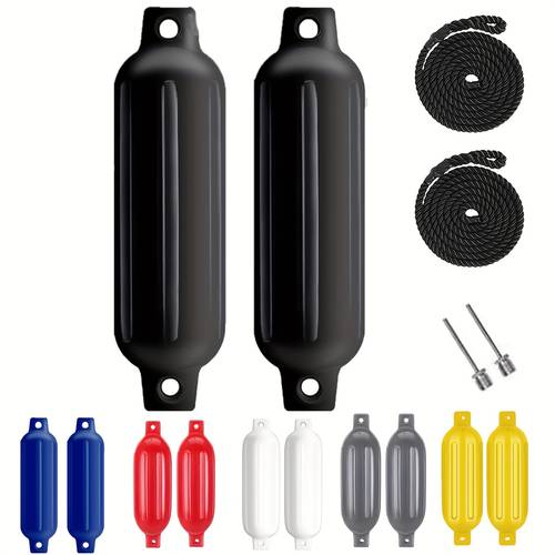 2pcs set of fenders ribbed double eye marine fenders with 2 ropes 2 needles inflatable boat fenders